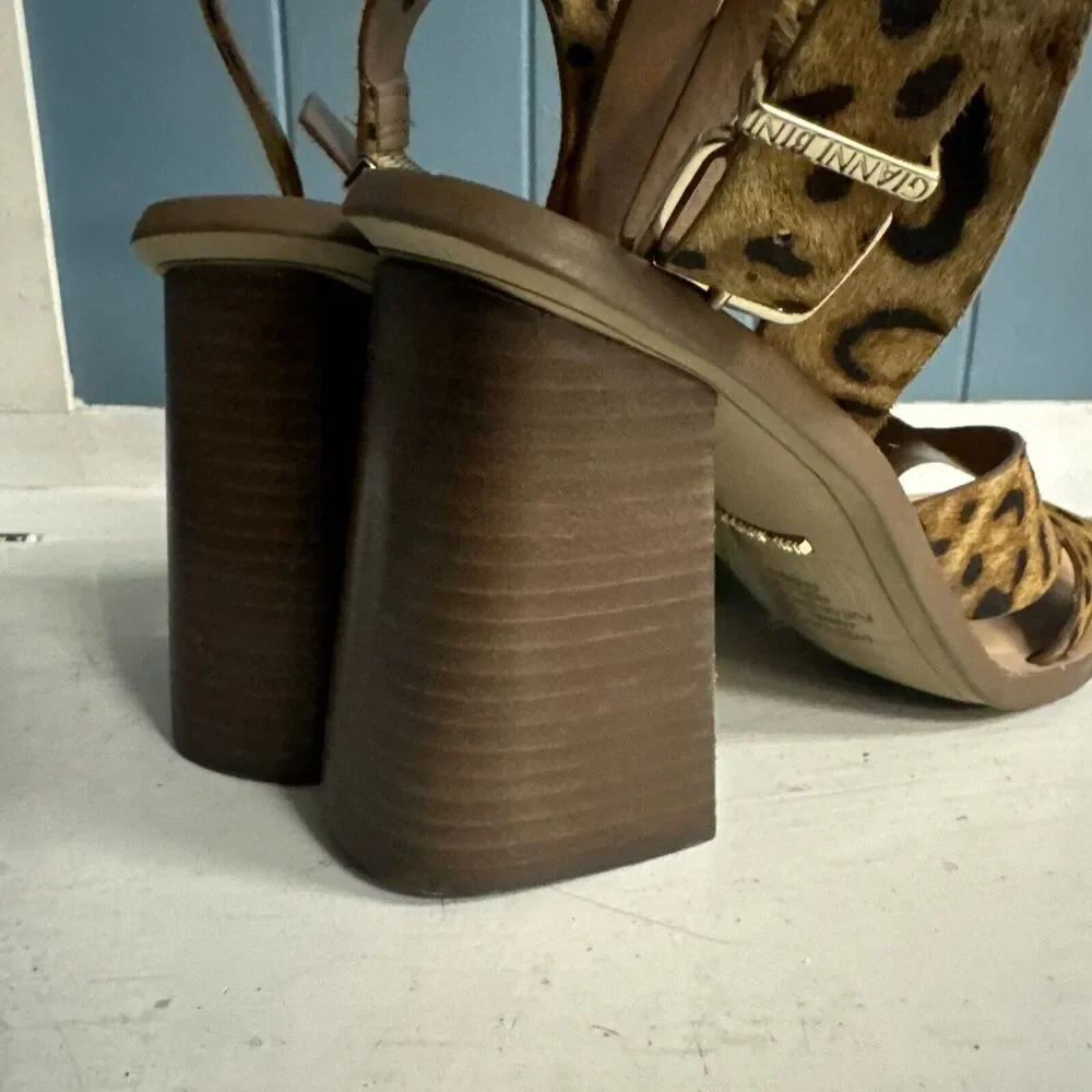 Gianni‎ Bini Marilane Leopard Calfhair Sandals Women's Size 9M